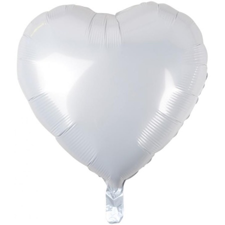 Fóliový balón srdce biele, 45cm