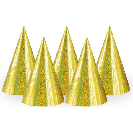 Papierové klobúčiky holografické zlaté, 1ks
