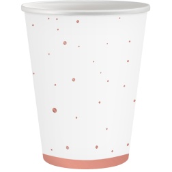 Papierové poháre s ružovozlatými bodkami, 250ml, 6ks