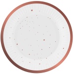 Papierové taniere s ružovozlatými bodkami a okrajom, 18cm, 6ks