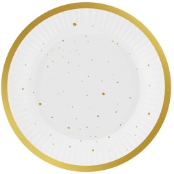 Papierové taniere so zlatými bodkami a okrajom, 18cm, 6ks