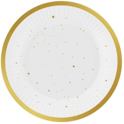 Papierové taniere so zlatými bodkami a okrajom, 18cm, 6ks