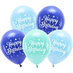 Balónový set Happy Birthday modrý EKO, 5ks