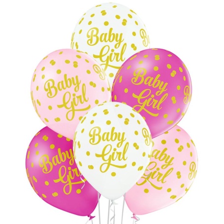Balónový set Baby Girl s bodkami, 6ks