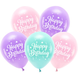 Balónový set Happy Birthday ružový EKO, 5ks