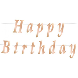 Girlanda nápis Happy Birthday ružovozlatá, 11x200cm