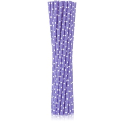 Papierové slamky fialové s bodkami, 12ks