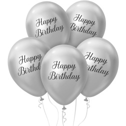 Balónový set Happy Birthday strieborný, 5ks