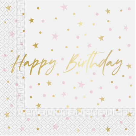Servítky Happy Birthday s hviezdičkami, 20ks