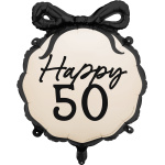 Fóliový balón s mašľou Happy 50, 45 cm
