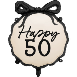 Fóliový balón s mašľou Happy 50, 45 cm