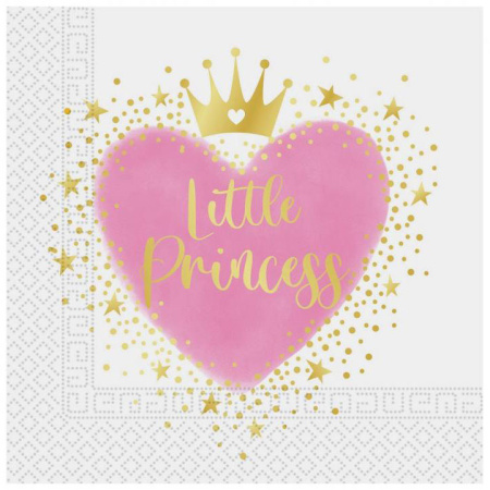 Servítky Little Princess so srdiečkom, 33x33cm, 20ks