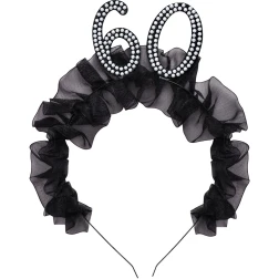 Čelenka s číslom 60, čierna s perličkami