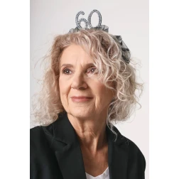 Čelenka s číslom 60, čierna s perličkami